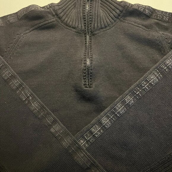 BME Black Washed Distressed Quarter-Zip Sweater - Picture 3 of 7